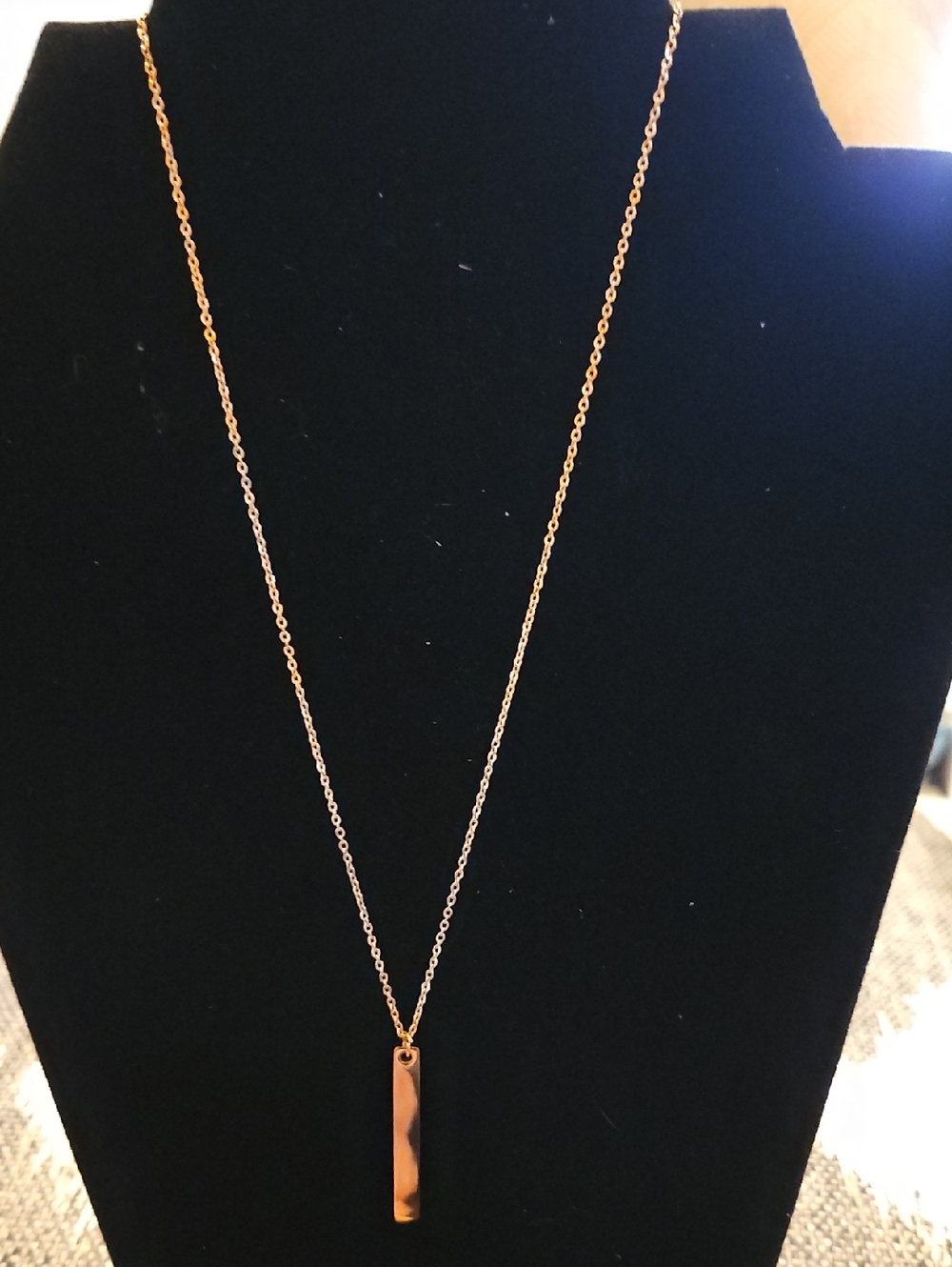 Rose Gold Tone Bar Pendant Necklace - Elegant Women’s Jewelry